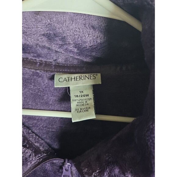 Catherines Jacket Womens 1X 18/20 Womens Purple Fleece Athleisure Full Zip - Picture 2 of 3